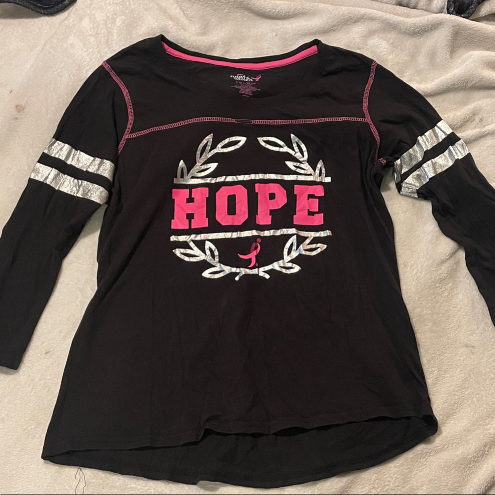 Black and Pink Long Sleeve Shirt with HOPE Graphic